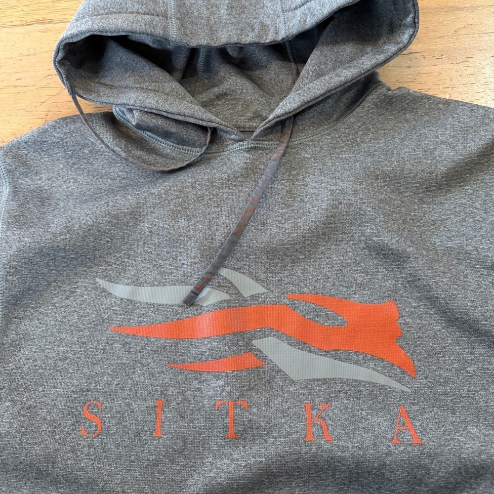 Sitka Gear Mens Logo Hoodie Heather Grey Performance Pullover Medium (989)
